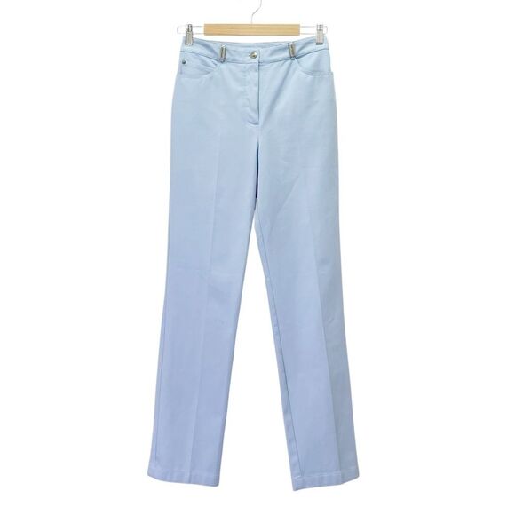 St. John Sport Essentials Light Blue Stretch Cotton Pants Size 2 Straight Leg - Picture 2 of 12